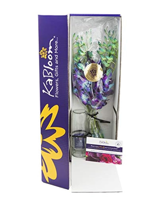 Bouquet of 10 Blue Orchid with Vase Flowers For Gift Birthday Sympathy Anniversary Get Well Thank You Valentine Mother’s 106910462
