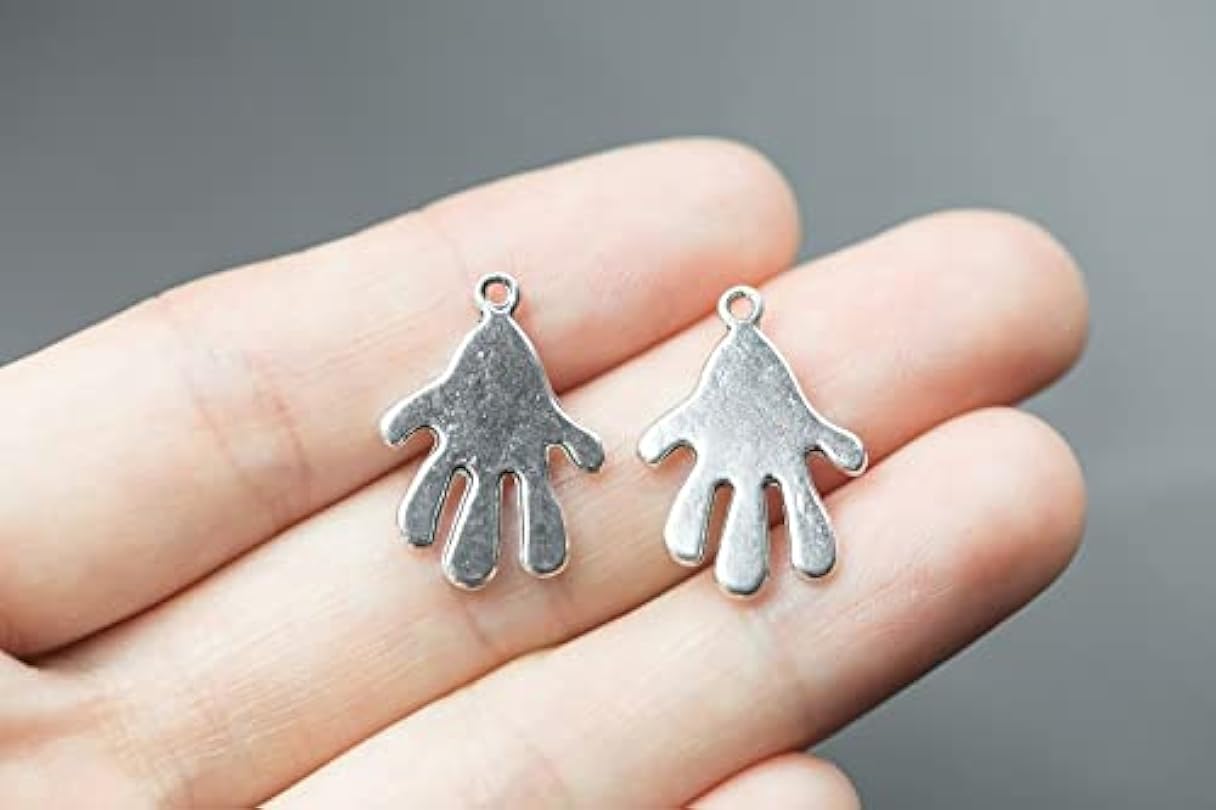 4 Order Silver aET 11 Hand Charms 16x22mm 114432096