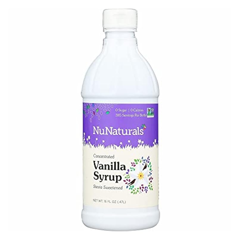 NuNaturals Stevia Syrup, Sugar-Free Sweetener, Plant-Based Sugar Substitute, Zero Calorie, Vanilla, 16 oz 131153610