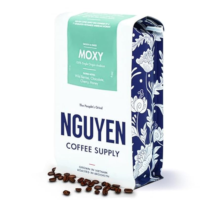 Moxy Arabica: Medium Roast Whole Beans Vietnamese Grown and Direct Trade Organic Single Origin Premium Low Acid with High Caffeine Content Roasted in Brooklyn [12 oz Bag Bean]