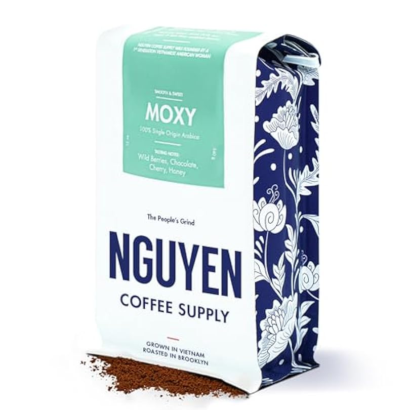 Moxy Arabica: Medium Roast Ground Beans Vietnamese Grown and Direct Trade Organic Single Origin Premium Low Acid with High Caffeine Content Roasted in Brooklyn [12 oz Bag] 171530778