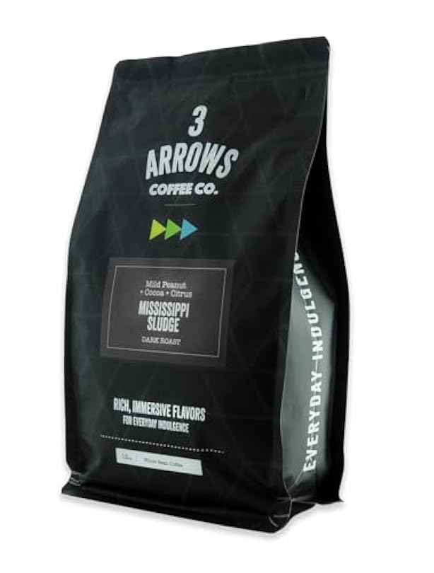 3 Arrows Coffee Co. Mississippi Sludge - Dark Roast Whole Bean - 12oz - With Flavor Notes of Mild Peanut, Cocoa, Citrus, Locally Roasted in the USA 173609720