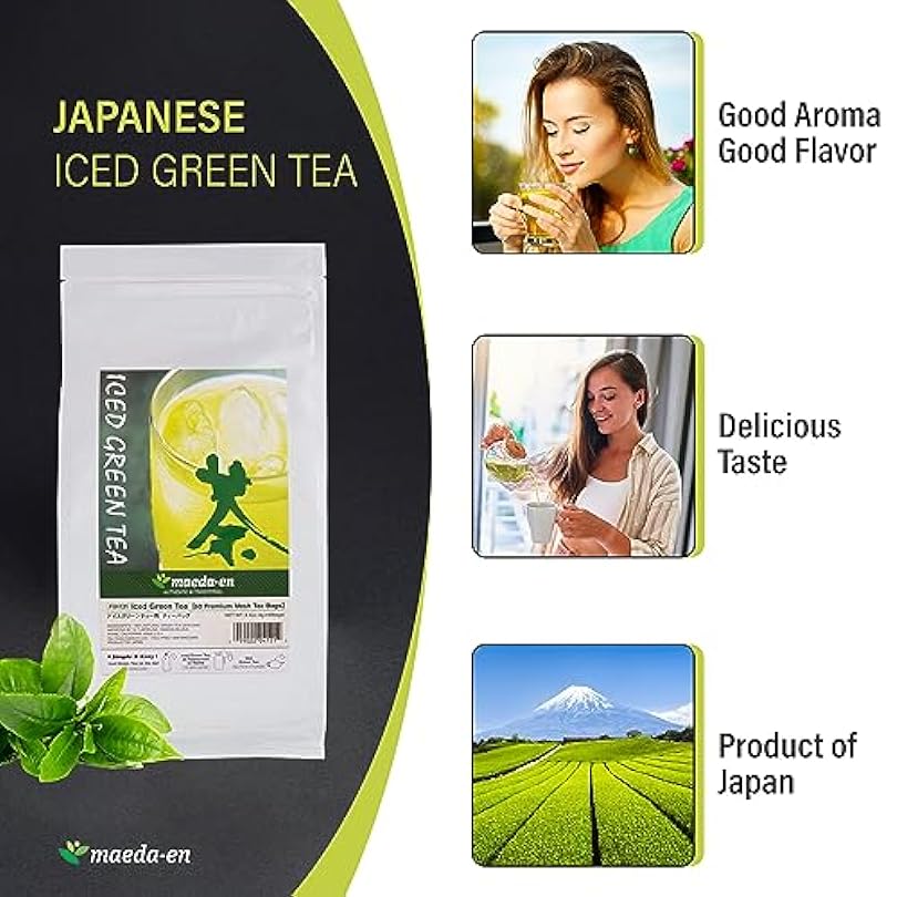 MAEDA-EN Iced Green Tea Bulk 120 Tea Bags Premium Japanese Origin Individually Wrapped Mesh Loose Teabag 04121 2pk 186709340