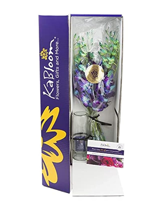 "National" Collection Exotic Sapphire Orchid Bouquet of Blue Orchids with Vase 204268962