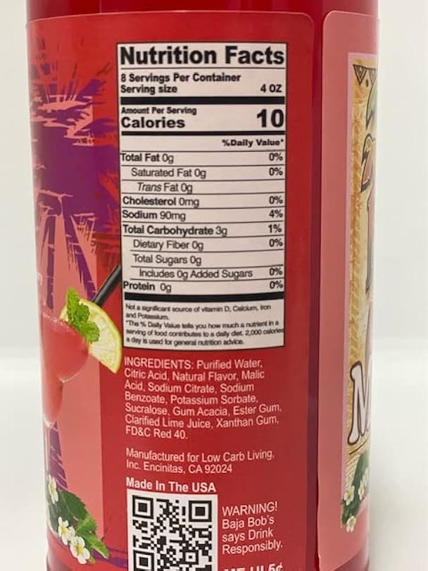 Baja Bob's Wild Strawberry and Daiquiri Margarita Mix Flavor 32oz Bottle - Sugar Free Cocktail Mixer Keto Friendly Low Calorie Carb Non Alcoholic Spirits Liquor or Pack of 2 21704342