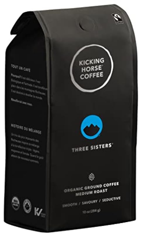 Kicking Horse Coffee Three Sisters, Medium Roast, Ground, Certified Organic, Fairtrade, Kosher, Black, 10 Oz, Pack of 6 305656541
