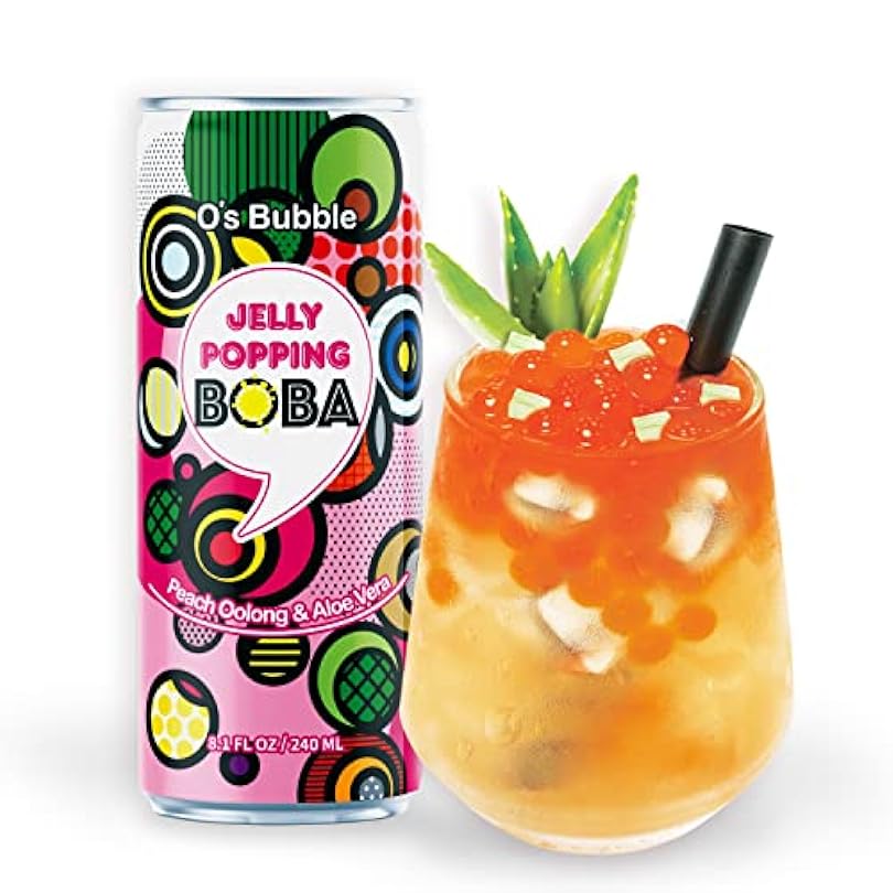 O's Bubble Boba Pearls Popping Peach Tea Pack of 6 8.1 Fl Oz Pearl Real Juice Non-GMO Vegan Instant 309551464
