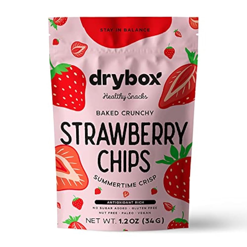Drybox Strawberry Chips 1 Pack| No Sugar Added Unsweetened Non GMO, Dried Strawberries No Pesticides Sustainably Harvested | Tart yet Sweet Snacks 1.2 oz per pack, 1 Pack 314963220