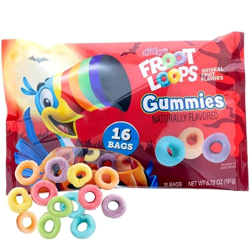 Halloween Froot Loop Gummies, Individual Snack Size Packs, Trick or Treat Handouts, 16 Count Bag, 6.72 Ounces 317630466