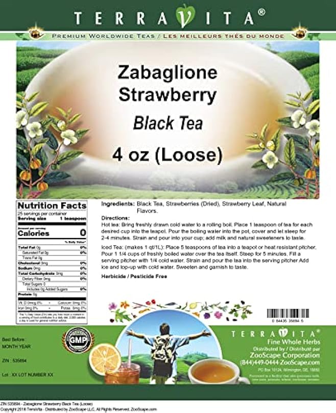 Zabaglione Strawberry Black Tea (Loose) (4 oz, ZIN: 535894) - 2 Pack 329584123