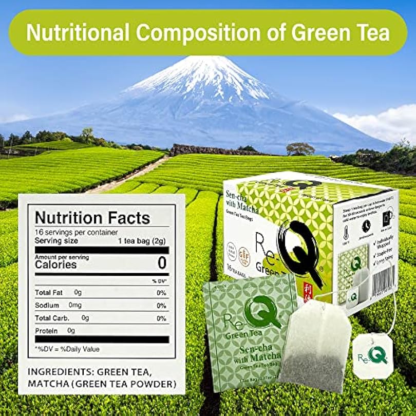 MAEDA-EN Re-Q 12 Pack Sen-cha with Matcha Green Tea Bags Japanese Origin Green Tea 192 Teabags 08180 12PK 340027378