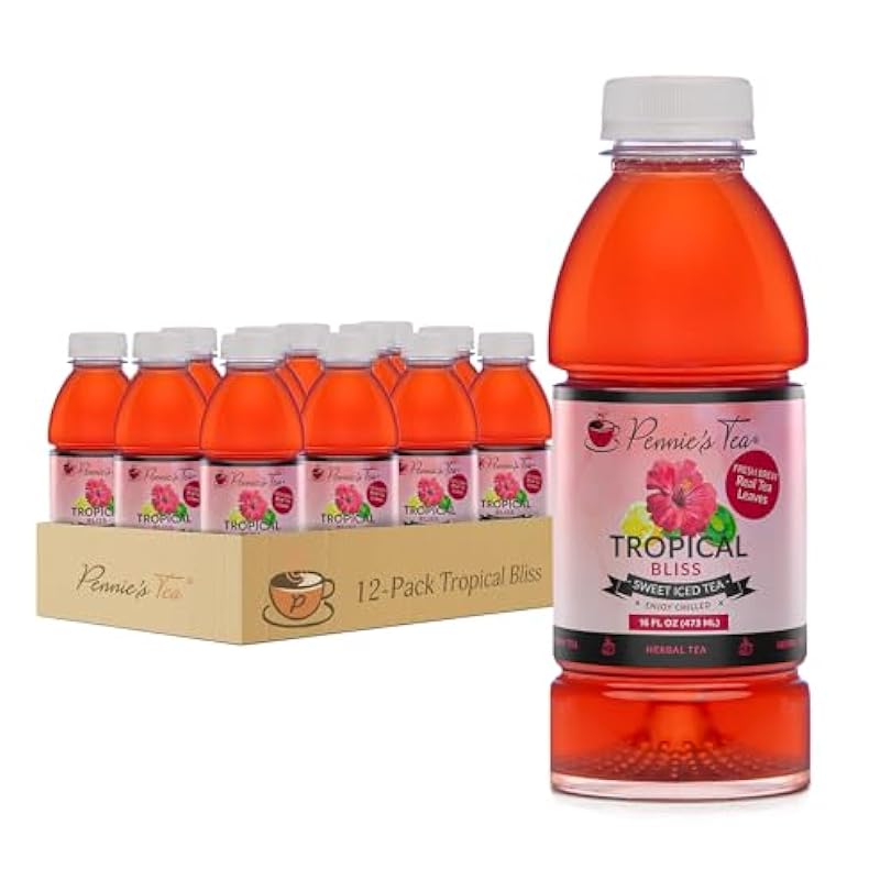 Pennie's Tea - Delicious Tropical Bliss Sweet Iced Tea, No Preservatives (12 – Pack) PET Bottles -16 oz 357250868