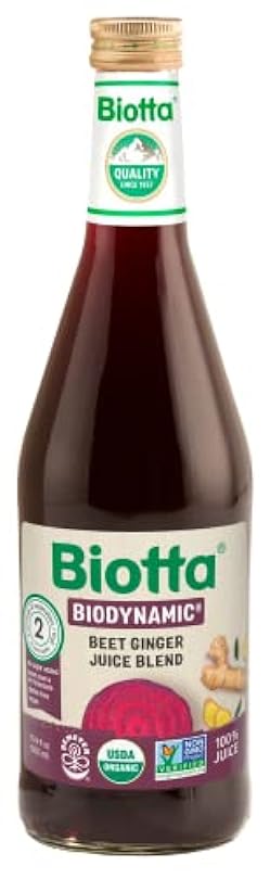 Biotta Biodynamic Beet Ginger Juice - Demeter Certified 100% Natural Beetroot Superfood Helps Support Blood Pressure Brain Stamina & Energy  16.9 Fl Oz Pk of 6 360234189