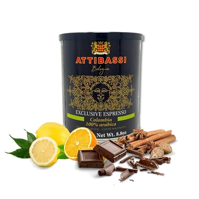 Attibassi Espresso Italiano Colombia 100% Arabica Premium Ground Coffee (Medium Roast Tin Can Pack Of 3) 362663805
