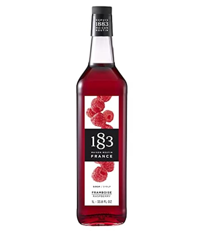 1883 Raspberry Syrup - Flavored for Hot & Iced Beverages Gluten-Free Vegan Non-GMO Kosher Preservative-Free Made in France Glass Bottle 1 Liter 33.8 Fl Oz 363749453