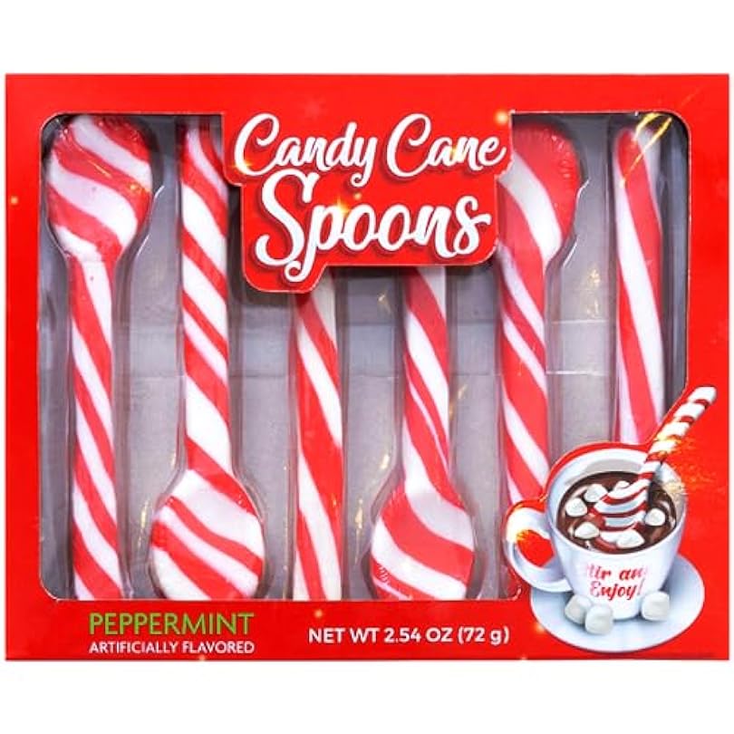 Albert's Peppermint Candy Cane Spoons, 6 Count Gift Box (Pack of 4) with By The Cup Christmas Stickers 36459672