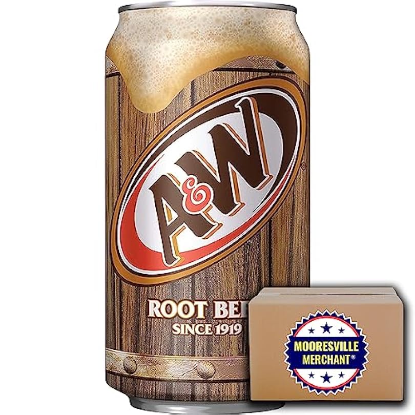 A&W Root Beer Soda, 12 fl oz, 12 Cans with Mooresville Merchant Decal 375285125