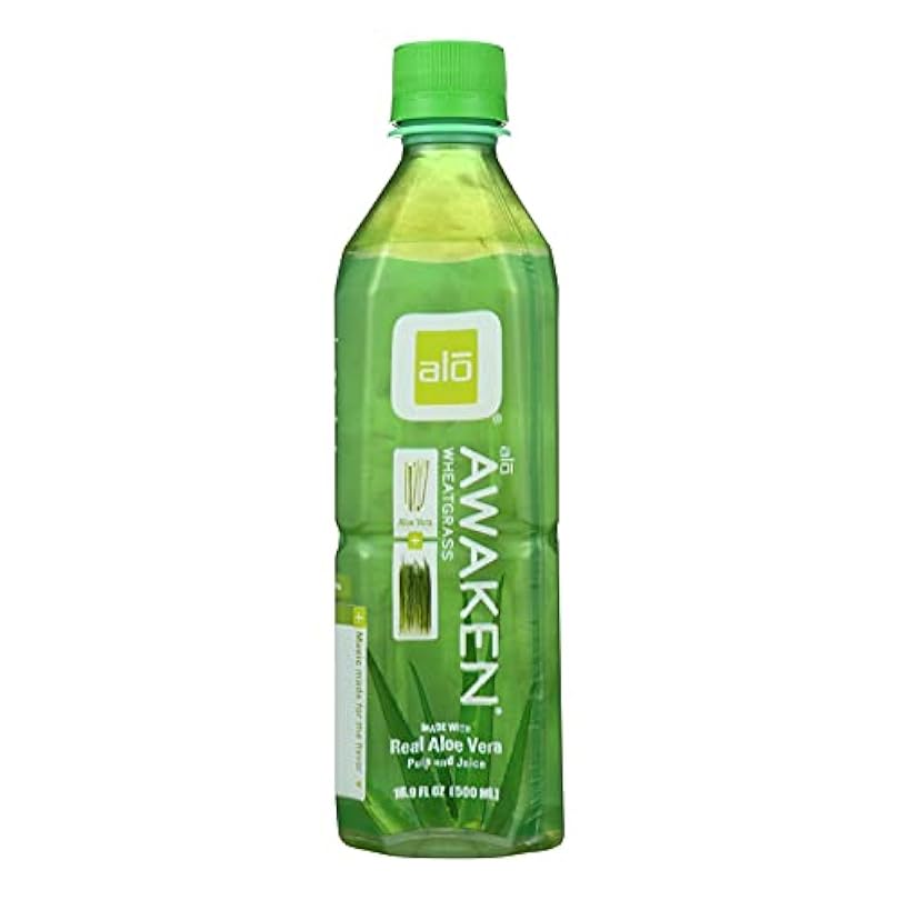 Alo Original Awaken Aloe Vera Juice Drink - Wheatgrass - Case of 12 - 16.9 fl oz. 394475204