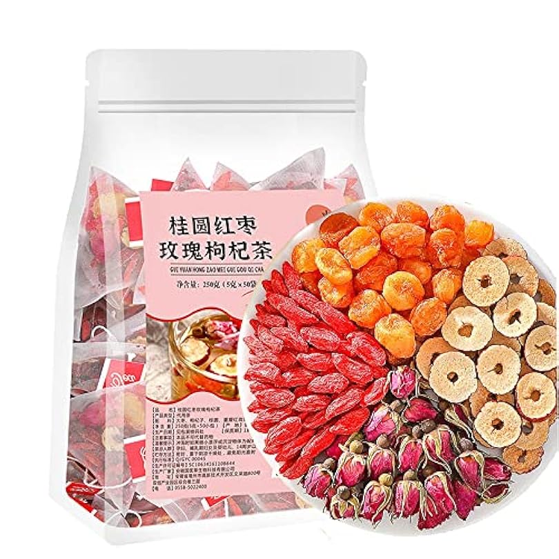 Longan Red Date Rose Goji Flower Tea Combination 8.8 oz/250g 50 small bags fruit ladies' beverage and cold hot bag 玫瑰枸杞花茶 400578622