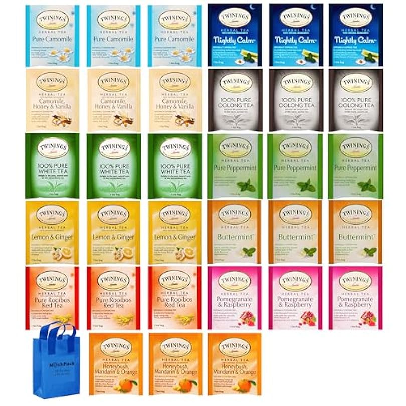 Herbal Tea Bags Sampler Pack, 11 Assorted Flavors Variety Pack of Herbal Tea Gift Set with Nosh Pack Bag, 33 Count 402188507