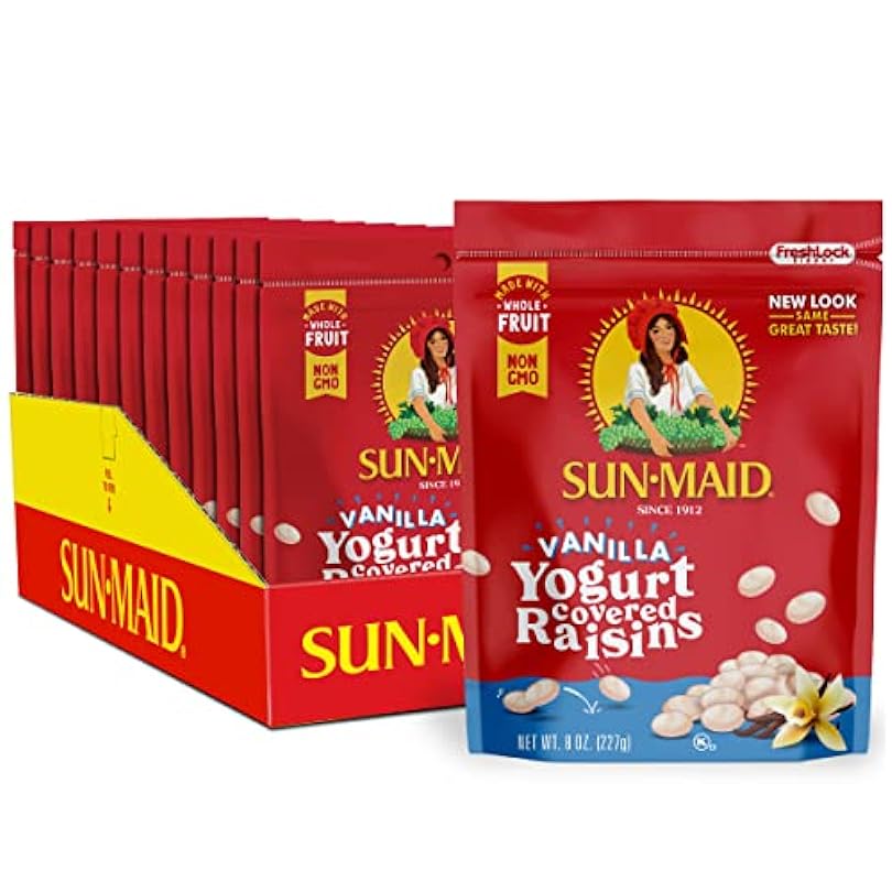 Sun-Maid Vanilla Yogurt Coated Raisins - (12 Pack) 8 oz Resealable Bag - Yogurt Covered Dried Fruit Snack for Lunches and Snacks 402408890