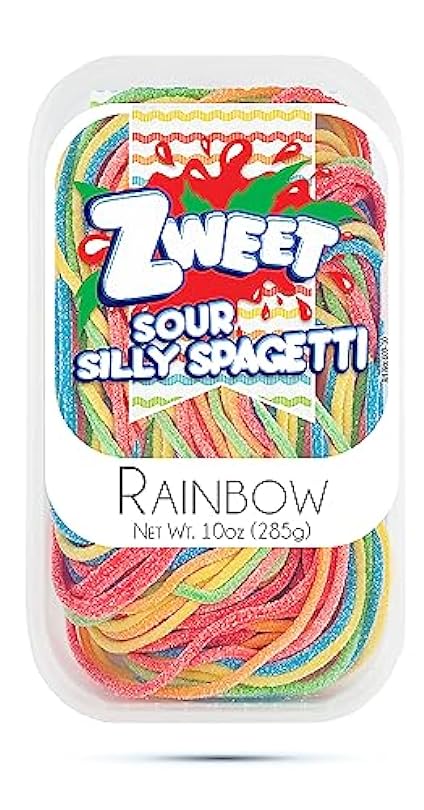 Zweet Sour Rainbow Spaghetti 10 Ounce – Sour Kosher Candy, Halal Candy – Resealable Pack of Sour Rainbow Licorice Candy 409773452