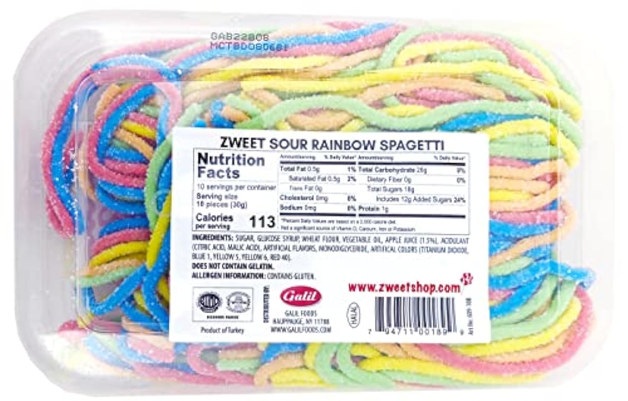 Zweet Sour Rainbow Spaghetti 10 Ounce – Sour Kosher Candy, Halal Candy – Resealable Pack of Sour Rainbow Licorice Candy 409773452