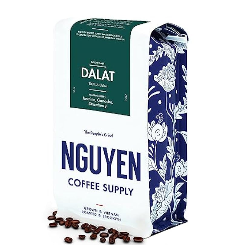 Nguyen Coffee Supply - Dalat Arabica: Dark Roast Whole Beans Vietnamese Grown and Direct Trade Organic Single Origin with High Caffeine Content Roasted in Brooklyn [12 oz Bag] 409962638