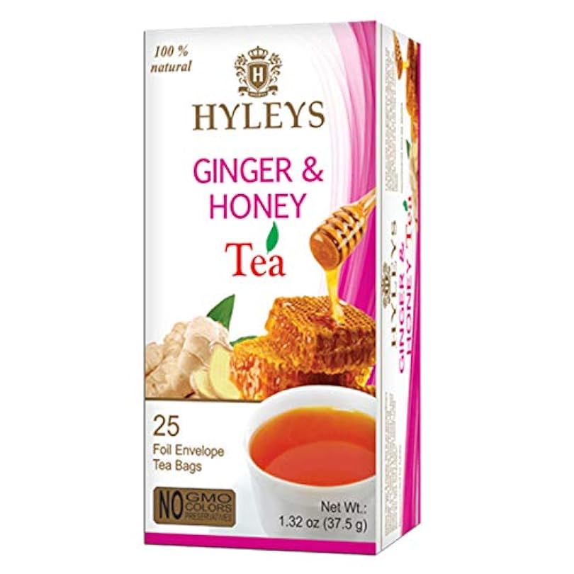 12 Pack of Hyleys Natural Wellness Ginger & Honey Black Tea - 25 Tea Bags (GMO Free, Gluten Free, Dairy Free, Sugar Free and 100% Natural) 426935685