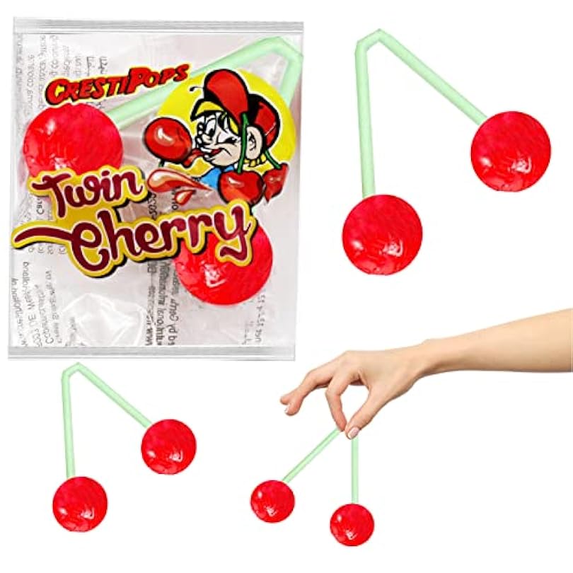 Twin Cherry Lollipops, Hard Candy Suckers, Non-GMO, Individually Wrapped (12-Pack) 471759264