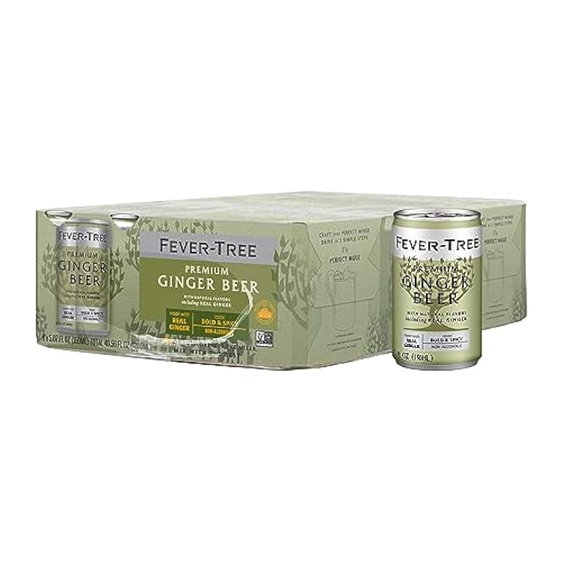Fever Tree Ginger Beer - Premium Quality Mixer Refreshing Beverage for Cocktails & Mocktails. Naturally Sourced Ingredients No Artificial Sweeteners or Colors 150 ML Cans Pack of 24 473985878
