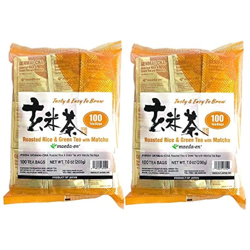 MAEDA-EN Genmai-cha with Matcha Roasted Rice and Green 200 Tea Bags Powder Japanese Origin Green Tea Leaves Individually Wrapped Teabags 18554 2pk 478638996