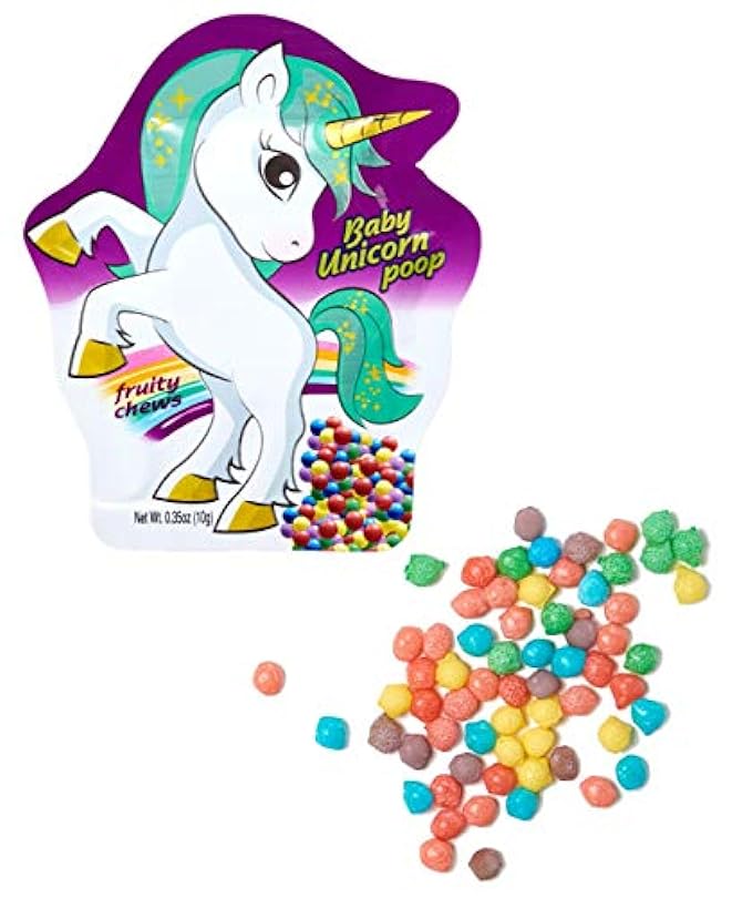 24 Pack of Baby Unicorn Poop Candy Fruit Chews, Unicorn Candy for Party Favor Snacks, Unicorn Candy Party Supplies By 4YoreElves Variation [10g * 24, 240g] 482651724
