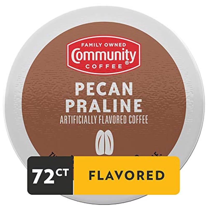 Community Coffee Pecan Praline Flavored 72 Count Coffee Pods, Medium Roast, Compatible with Keurig 2.0 K-Cup Brewers, 12 Count (Pack of 6) 500934935