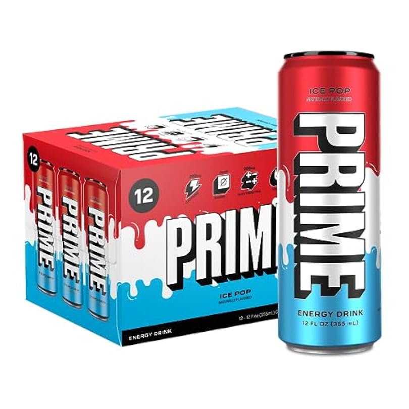 PRIME Energy ICE POP Zero Sugar Drink Preworkout 200mg Caffeine with 300mg of Electrolytes and Coconut Water for Hydration Vegan Gluten Free 12 Fluid Ounce Pack 513370084