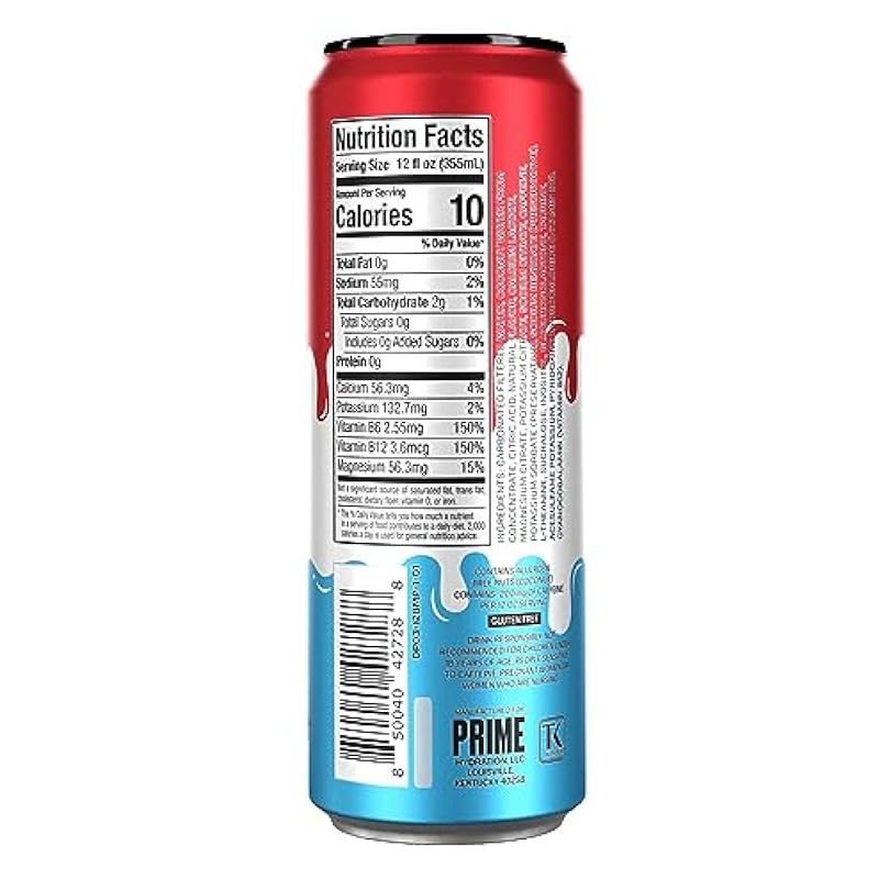 PRIME Energy ICE POP Zero Sugar Drink Preworkout 200mg Caffeine with 300mg of Electrolytes and Coconut Water for Hydration Vegan Gluten Free 12 Fluid Ounce Pack 513370084