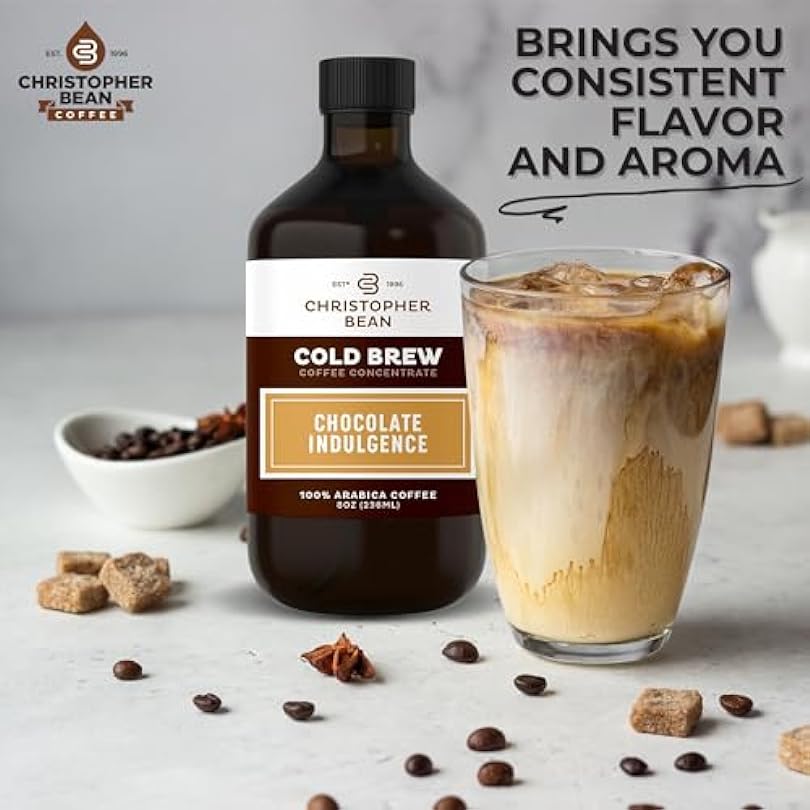 Chocolate Indulgence Flavored Coffee Concentrate Unsweetened Cold Brew & Iced Distillate Liquid Java Hand Crafted Concentrated 100% Arabica Pure Bean Extract 8-Ounce Bottle 526529263
