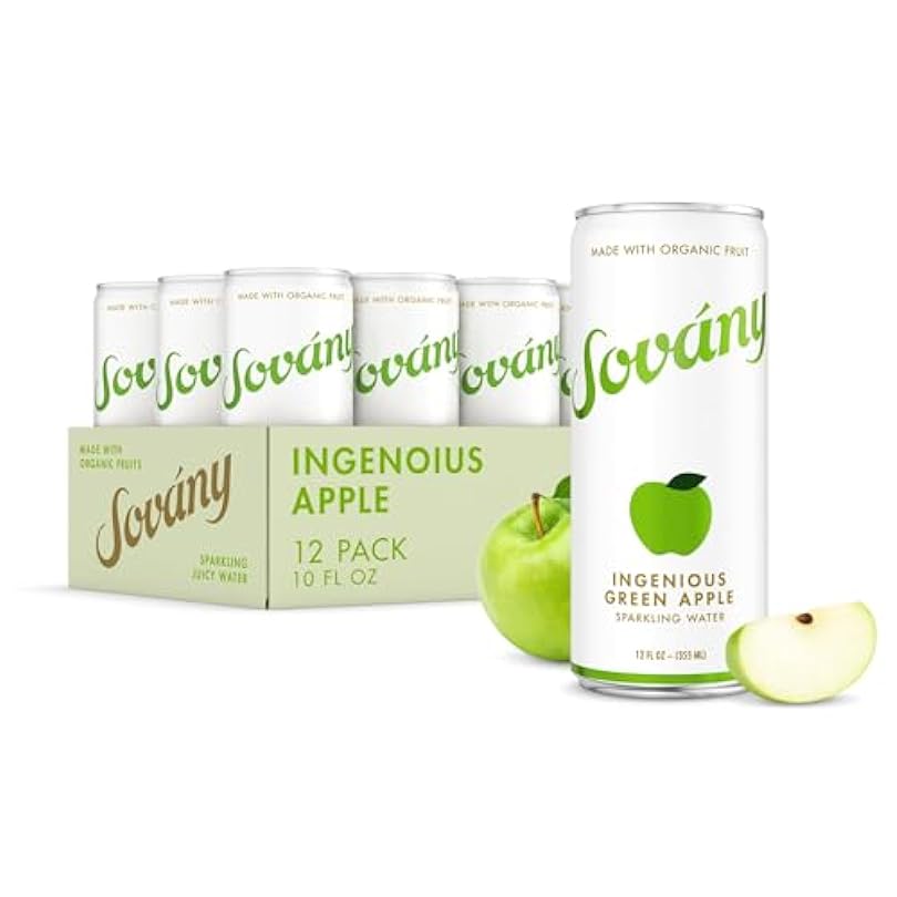 Sovány Flavored Sparkling Water Ingenious Green Apple Seltzer Drinks with Natural Flavor from USDA Organic Real Fruit 12% Juice No Added Sugar Low Calorie 12 fl oz Pack 569883925