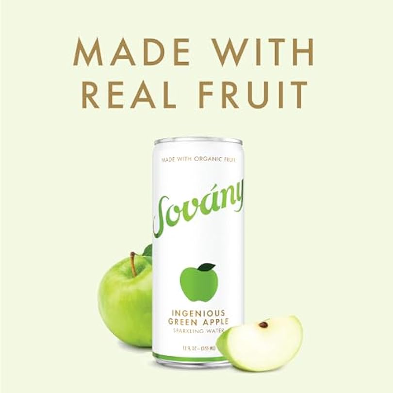 Sovány Flavored Sparkling Water Ingenious Green Apple Seltzer Drinks with Natural Flavor from USDA Organic Real Fruit 12% Juice No Added Sugar Low Calorie 12 fl oz Pack 569883925