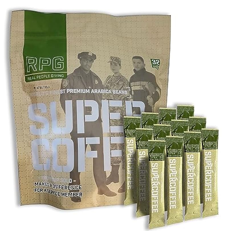 RPG Super Coffee Blend - 32 Sachets - Instant Coffee Packets Single Serve Packets Medium Dark Roast Flavor Instant Coffee Singles Individually Packaged Micro Ground 578910990