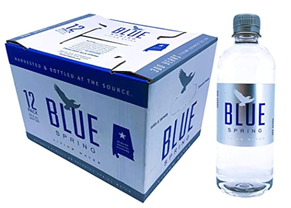 Blue Spring Living Water, Pure Premium Natural Spring Water, pH balance of 7.1-7.2, Bottled Spring Water, 16.9 Fl Oz, (Pack of 24) 581876795
