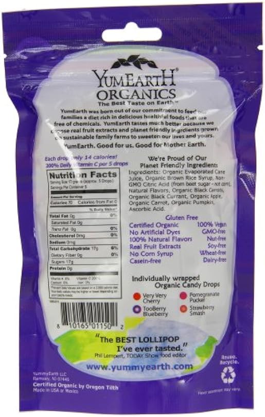 Yummy Earth Prganics Vitamin C Drops Anti Oxifruits, 3.30 Oz (Pack of 6) 594580233