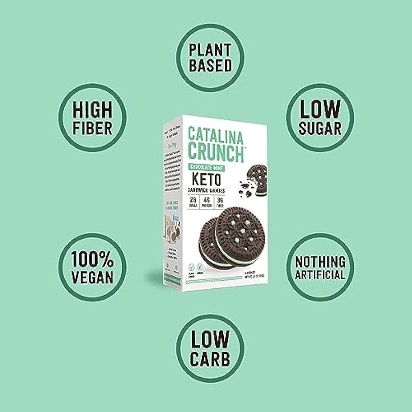 Catalina Crunch Chocolate Mint Keto Sandwich Cookies 6.8 Oz Box Snacks Low Carb Sugar Vegan Plant Based Protein Friendly Foods Dessert 606422815