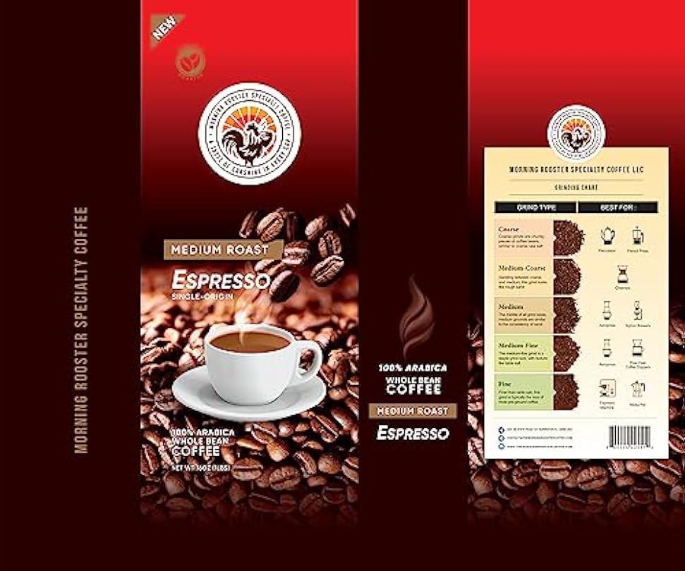 16 OZ - 2 BAGS OF WHOLE REGULAR BEANS MORNING ROOSTER Specialty Coffee 607931193