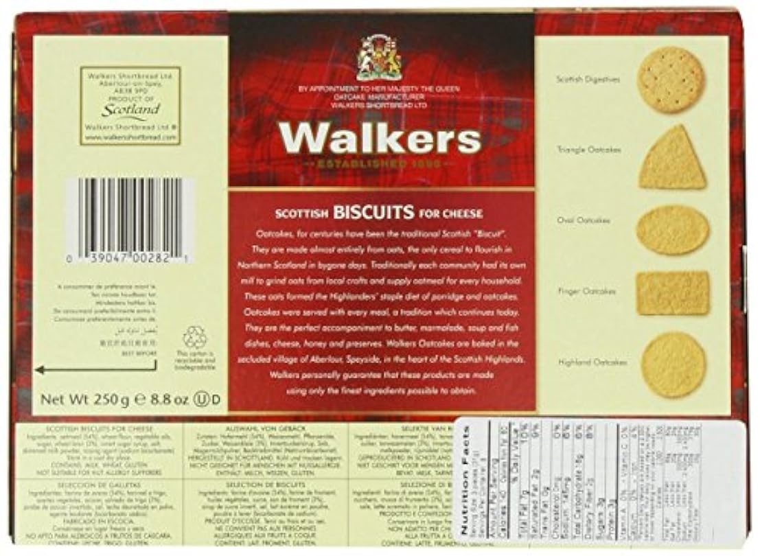 Walker's Shortbread Assorted Oat Crackers, Scottish Biscuits for Cheese, 8.8 Oz Box 611742201