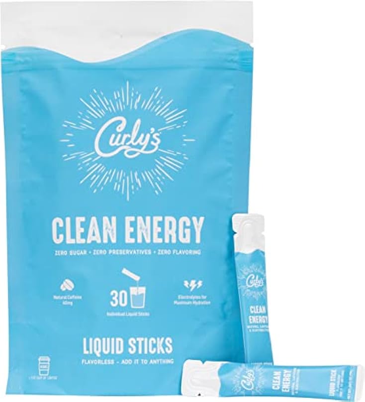 Curly's Clean Energy Caffeine & Electrolyte Sticks - Energize Your Favorite Drink Keto Paleo Whole 30 Friendly All Natural No Sugar Calories Non-GMO Flavorless Liquid Stick Packs 646832948