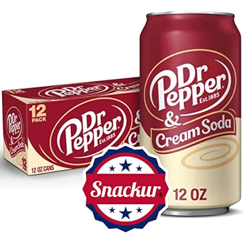 Dr. Pepper Cream Soda Cans, 12 Oz, 12 Pack, With Snackur Seal 650513727