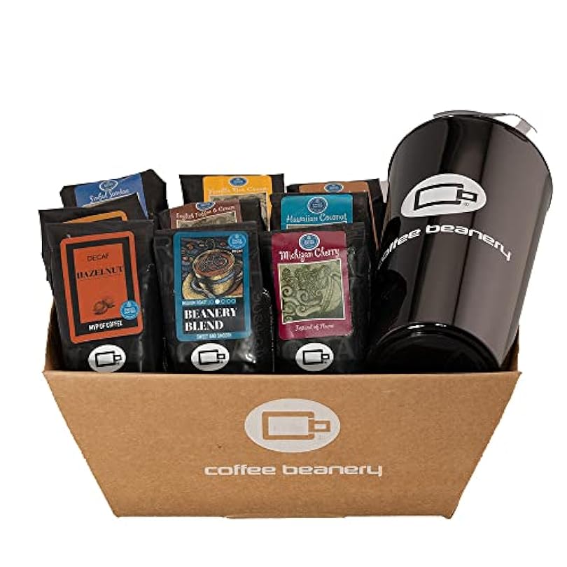 Specialty Decaf Coffee Gift Basket with Mug, Gourmet Coffee Gift, 9 one pot samples of coffee 652894284