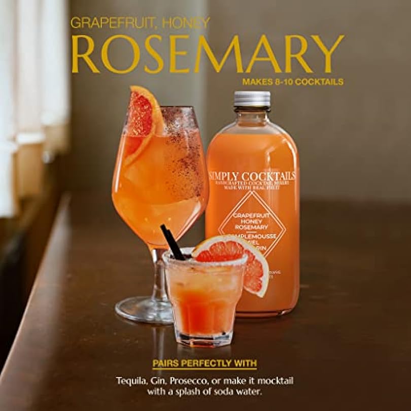 Simply Cocktails Grapefruit Honey Rosemary Cocktail Mixer. Perfect for Craft and Mocktails. Made with Premium Real Fruit Purees Fresh Citrus. Low Sugar. Alcohol Free. 16oz Pack of 1 67328523