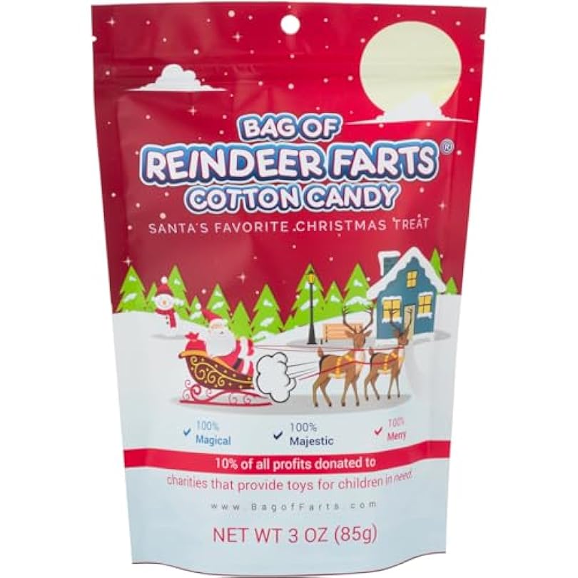 Bag Of Reindeer Farts Cotton Candy Funny Unique Christmas Stocking Stuffer Present For Kids Adults Boys Girls Men Women Teens Teachers White Elephant Office Party Fun Holiday Surprise